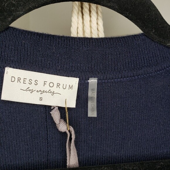 Dress Forum NWT Navy Knitted Polo Dress With Collared Neckline Wool Blend Midi S - Picture 8 of 9